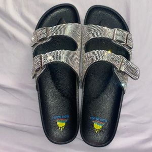 Silver sparkly slides